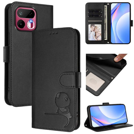 Litter Panda Embossing RFID Leather Phone Case with Lanyard, For Realme P4x / OnePlus Nord CE6 Lite, For Realme 16T 5G, For Realme C100 5G / C83 / C85 5G, For Realme P4 Power 5G