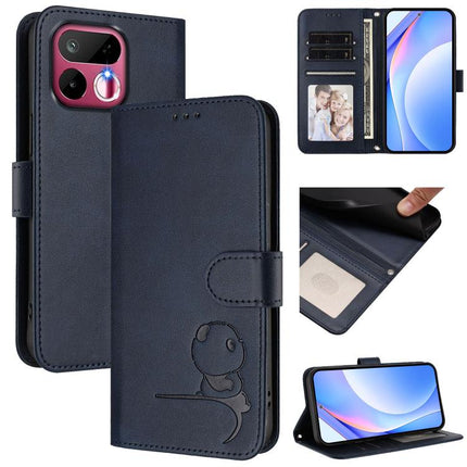 Litter Panda Embossing RFID Leather Phone Case with Lanyard, For Realme P4x / OnePlus Nord CE6 Lite, For Realme 16T 5G, For Realme C100 5G / C83 / C85 5G, For Realme P4 Power 5G