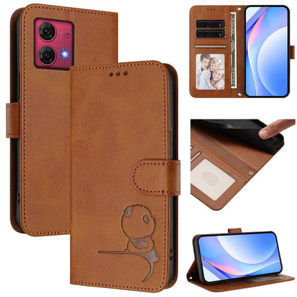 Litter Panda Embossing RFID Leather Phone Case with Lanyard, For Motorola Moto G Power 5G 2024, For Motorola Moto G84 5G, For Motorola Edge 40 Neo, For Motorola Moto G14 4G
