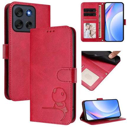 Litter Panda Embossing RFID Leather Phone Case with Lanyard, For Motorola Edge 60 Pro / 60s Pro, For Motorola Moto G86 Power, For Motorola Moto G86 5G, For Motorola Moto G56