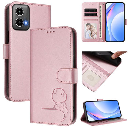Litter Panda Embossing RFID Leather Phone Case with Lanyard, For Motorola Moto G Play 5G 2024, For Motorola Moto G Stylus 5G 2024, For Motorola Moto G34 5G, For Motorola Moto G Play 4G 2024