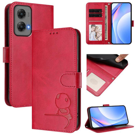 Litter Panda Embossing RFID Leather Phone Case with Lanyard, For Motorola Moto G Play 5G 2024, For Motorola Moto G Stylus 5G 2024, For Motorola Moto G34 5G, For Motorola Moto G Play 4G 2024