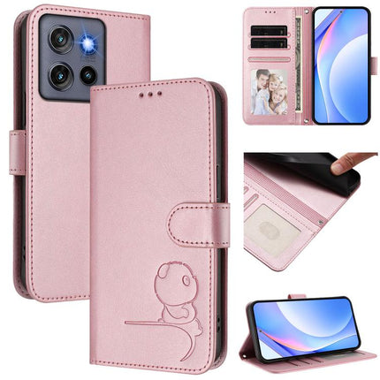 Litter Panda Embossing RFID Leather Phone Case with Lanyard, For Motorola Edge 60 Fusion / Edge 5G 2025, For Motorola Moto G Stylus 5G 2025, For Motorola Moto G15 / G15 Power, For Motorola Moto G05 / E05