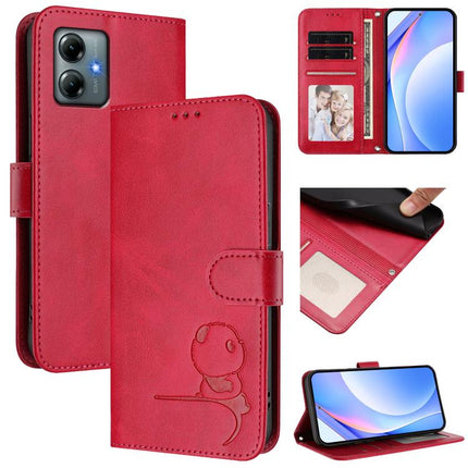 Litter Panda Embossing RFID Leather Phone Case with Lanyard, For Motorola Moto G 5G 2025, For Motorola Moto G Play 2025 / G Power 2025, For Motorola Edge 50 Neo / Moto S50, For Motorola Moto G75 5G