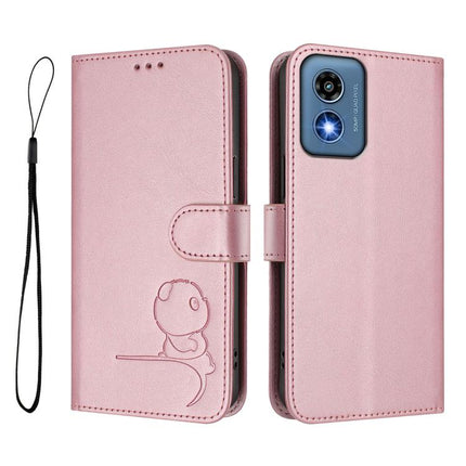 Litter Panda Embossing RFID Leather Phone Case with Lanyard, For Motorola Moto G Play 5G 2024, For Motorola Moto G Stylus 5G 2024, For Motorola Moto G34 5G, For Motorola Moto G Play 4G 2024