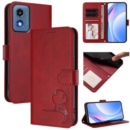 Litter Panda Embossing RFID Leather Phone Case with Lanyard, For Motorola Moto G Play 5G 2024, For Motorola Moto G Stylus 5G 2024, For Motorola Moto G34 5G, For Motorola Moto G Play 4G 2024