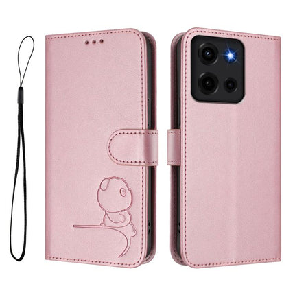 Litter Panda Embossing RFID Leather Phone Case with Lanyard, For Motorola Moto G 5G 2025, For Motorola Moto G Play 2025 / G Power 2025, For Motorola Edge 50 Neo / Moto S50, For Motorola Moto G75 5G