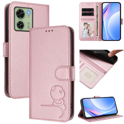Litter Panda Embossing RFID Leather Phone Case with Lanyard, For Motorola Moto G Stylus 2023 4G, For Motorola Edge 40, For Motorola Moto G Stylus 5G 2023, For Motorola Edge+ 2023 / Edge 40 Pro