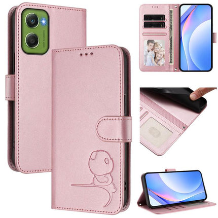 Litter Panda Embossing RFID Leather Phone Case with Lanyard, For Motorola Moto G17 / G17 Power / G15, For Motorola Moto G67 Power, For Motorola Edge 70 5G / X70 Air 5G, For Motorola Moto G06 4G