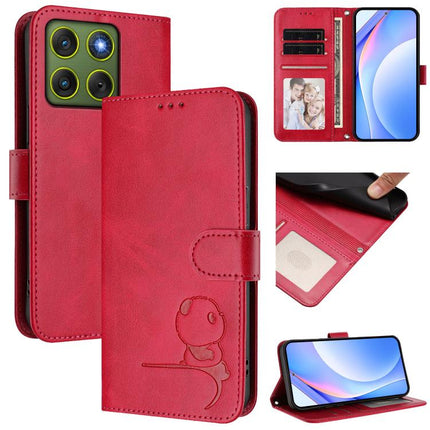Litter Panda Embossing RFID Leather Phone Case with Lanyard, For Motorola Moto G17 / G17 Power / G15, For Motorola Moto G67 Power, For Motorola Edge 70 5G / X70 Air 5G, For Motorola Moto G06 4G