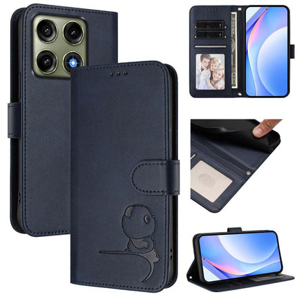 Litter Panda Embossing RFID Leather Phone Case with Lanyard, For Motorola Moto G Max / G87 / G77 / G67 5G, For Motorola Moto G37 / G37 Power / G47 5G, For Motorola Edge 70 Pro 5G, For Motorola Signature 5G