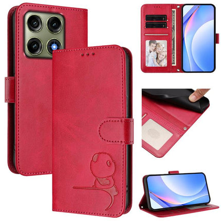 Litter Panda Embossing RFID Leather Phone Case with Lanyard, For Motorola Moto G Max / G87 / G77 / G67 5G, For Motorola Moto G37 / G37 Power / G47 5G, For Motorola Edge 70 Pro 5G, For Motorola Signature 5G