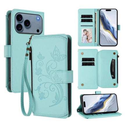 Butterfly Love Flower Multi-card Zipper Wallet Leather Phone Case, For iPhone 17e / 16e, For iPhone 17 Pro Max, For iPhone 17 Pro