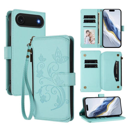 Butterfly Love Flower Multi-card Zipper Wallet Leather Phone Case, For iPhone 17, For iPhone Air, For iPhone 16 Pro Max