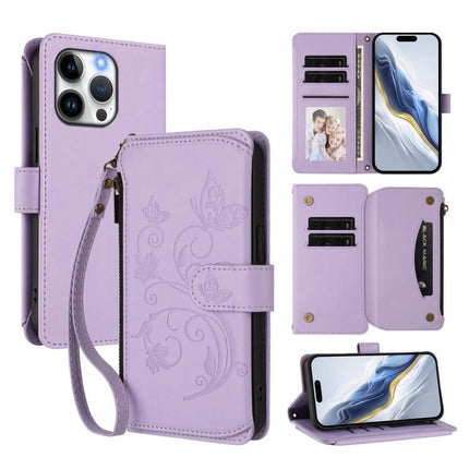 Butterfly Love Flower Multi-card Zipper Wallet Leather Phone Case, For iPhone 13 Pro Max, For iPhone 13 Pro, For iPhone 13 mini