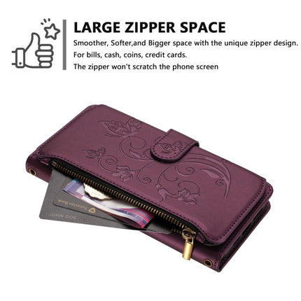 Butterfly Love Flower Multi-card Zipper Wallet Leather Phone Case