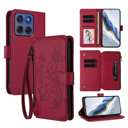 Butterfly Love Flower Multi-card Zipper Wallet Leather Phone Case, For Motorola Edge 60 Fusion 5G, For Motorola Moto G Stylus 5G 2025, For Motorola Moto G15 / G15 Power
