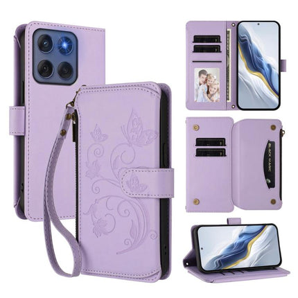 Butterfly Love Flower Multi-card Zipper Wallet Leather Phone Case, For Motorola Edge 60 Fusion 5G, For Motorola Moto G Stylus 5G 2025, For Motorola Moto G15 / G15 Power