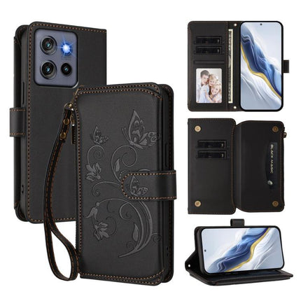 Butterfly Love Flower Multi-card Zipper Wallet Leather Phone Case, For Motorola Edge 60 Fusion 5G, For Motorola Moto G Stylus 5G 2025, For Motorola Moto G15 / G15 Power