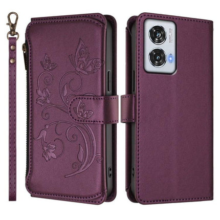 Butterfly Love Flower Multi-card Zipper Wallet Leather Phone Case, For Motorola Edge 50 Fusion 5G Global, For Motorola Moto G85 5G, For Motorola Edge 5G 2024 Curved Global