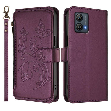 Butterfly Love Flower Multi-card Zipper Wallet Leather Phone Case, For Motorola Moto G53 5G / G13 4G, For Motorola Edge 50 Ultra Global, For Motorola Edge 50 Pro 5G Curved