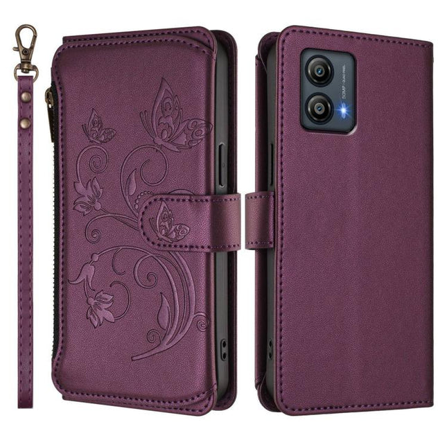 Butterfly Love Flower Multi-card Zipper Wallet Leather Phone Case, For Motorola Moto G53 5G / G13 4G, For Motorola Edge 50 Ultra Global, For Motorola Edge 50 Pro 5G Curved