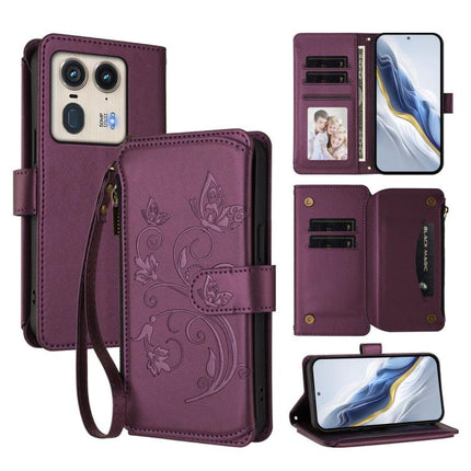 Butterfly Love Flower Multi-card Zipper Wallet Leather Phone Case, For Motorola Moto G53 5G / G13 4G, For Motorola Edge 50 Ultra Global, For Motorola Edge 50 Pro 5G Curved