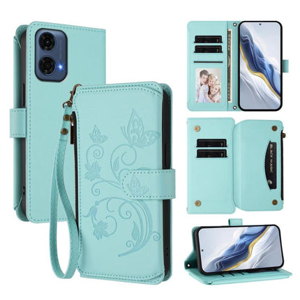 Butterfly Love Flower Multi-card Zipper Wallet Leather Phone Case, For Motorola Moto G24 Power India, For Motorola Moto G Play 5G 2024, For Motorola Moto G Stylus 5G 2024