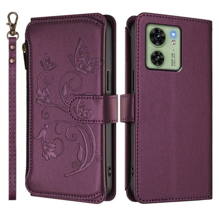 Butterfly Love Flower Multi-card Zipper Wallet Leather Phone Case, For Motorola Edge 40 5G Global, For Motorola Moto G84 5G, For Motorola Edge 40 Neo 5G