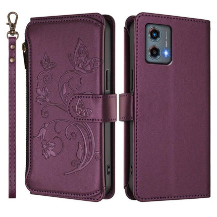 Butterfly Love Flower Multi-card Zipper Wallet Leather Phone Case, For Motorola Moto G 5G 2023 Global, For Motorola Moto G Play 2023, For Motorola Moto G72