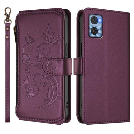 Butterfly Love Flower Multi-card Zipper Wallet Leather Phone Case, For Motorola Moto E22 4G / E22i 4G, For Motorola Moto S30 Pro, For Motorola Edge 30 Neo