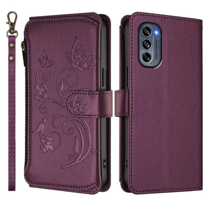 Butterfly Love Flower Multi-card Zipper Wallet Leather Phone Case, For Motorola Moto G62 5G Global, For Motorola Moto X30 Pro 5G, For Motorola Moto G32