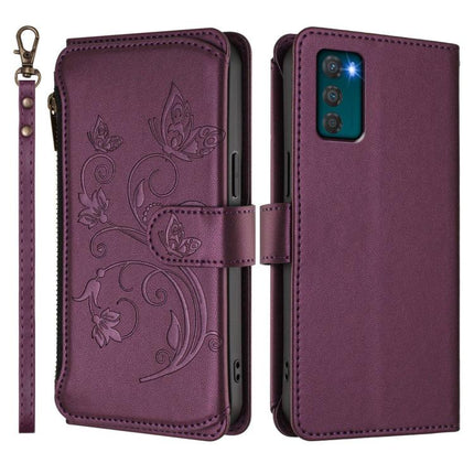 Butterfly Love Flower Multi-card Zipper Wallet Leather Phone Case, For Motorola Moto G42 4G, For Motorola Moto G52 4G / G82 5G, For Motorola Moto E32 4G Global