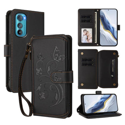 Butterfly Love Flower Multi-card Zipper Wallet Leather Phone Case, For Motorola Edge 30, For Motorola Moto G 5G 2022, For Motorola Moto G Play 2022