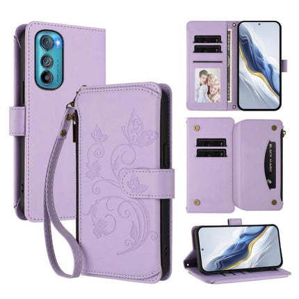 Butterfly Love Flower Multi-card Zipper Wallet Leather Phone Case, For Motorola Edge 30, For Motorola Moto G 5G 2022, For Motorola Moto G Play 2022