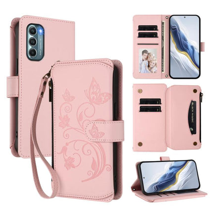 Butterfly Love Flower Multi-card Zipper Wallet Leather Phone Case, For Motorola Moto G Stylus 2022 5G, For Motorola Moto G200 5G, For Motorola Moto G Stylus 2022 4G