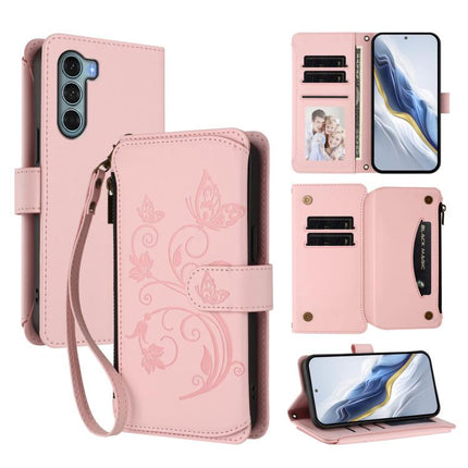 Butterfly Love Flower Multi-card Zipper Wallet Leather Phone Case, For Motorola Moto G Stylus 2022 5G, For Motorola Moto G200 5G, For Motorola Moto G Stylus 2022 4G