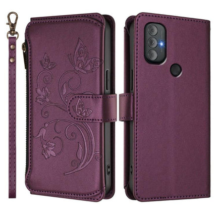 Butterfly Love Flower Multi-card Zipper Wallet Leather Phone Case, For Motorola Moto G Power 2022