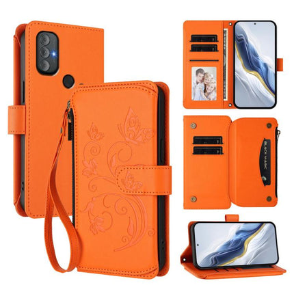 Butterfly Love Flower Multi-card Zipper Wallet Leather Phone Case, For Motorola Moto G Power 2022