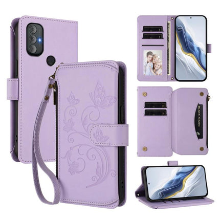 Butterfly Love Flower Multi-card Zipper Wallet Leather Phone Case, For Motorola Moto G Power 2022