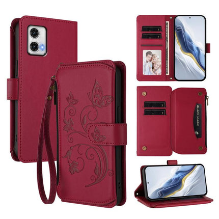 Butterfly Love Flower Multi-card Zipper Wallet Leather Phone Case, For Motorola Edge+ 2023 / Edge 40 Pro 5G, For Motorola Moto E13 2023 4G, For Motorola Moto G73 5G