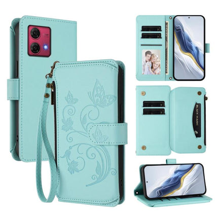 Butterfly Love Flower Multi-card Zipper Wallet Leather Phone Case, For Motorola Edge 40 5G Global, For Motorola Moto G84 5G, For Motorola Edge 40 Neo 5G