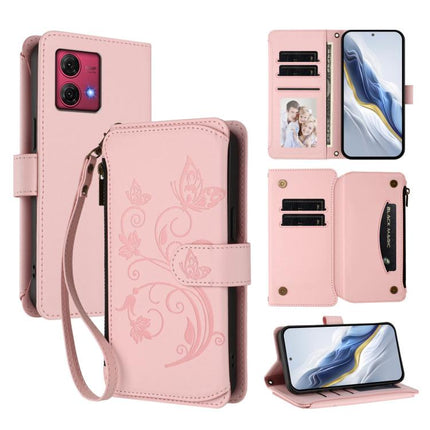 Butterfly Love Flower Multi-card Zipper Wallet Leather Phone Case, For Motorola Edge 40 5G Global, For Motorola Moto G84 5G, For Motorola Edge 40 Neo 5G