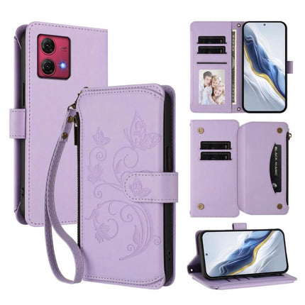 Butterfly Love Flower Multi-card Zipper Wallet Leather Phone Case, For Motorola Edge 40 5G Global, For Motorola Moto G84 5G, For Motorola Edge 40 Neo 5G