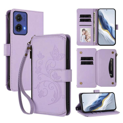 Butterfly Love Flower Multi-card Zipper Wallet Leather Phone Case, For Motorola Edge 50 Fusion 5G Global, For Motorola Moto G85 5G, For Motorola Edge 5G 2024 Curved Global