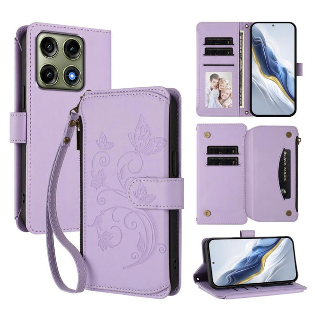 Butterfly Love Flower Multi-card Zipper Wallet Leather Phone Case, For Motorola Moto G Max / G87 / G77 / G67, For Motorola Moto G47 / G37 Power 5G, For Motorola Edge 70 Pro 5G