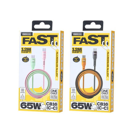 REMAX CB16 PD65W Type-C to Type-C Macaron Braided Fast Charging Data Cable, Length: 1.2m, Type-C to Type-C