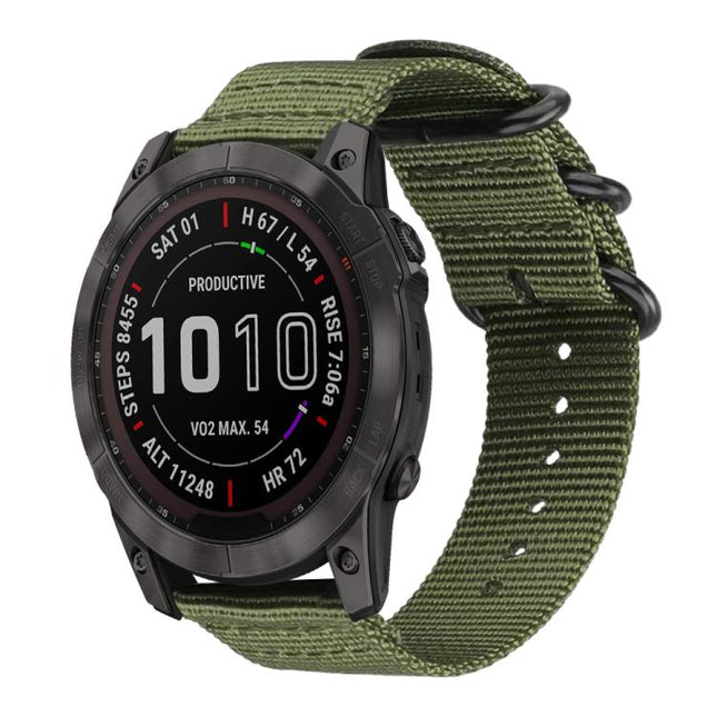 xDfind Ring Buckle Nylon Canvas Watch Band, For Garmin Fenix 8/7X/6X/5X 26mm, For Garmin Fenix 8/7/6/5 22mm, For Garmin Forerunner 235/220/620/630, For Garmin Forerunner 35 / 30 / 35J