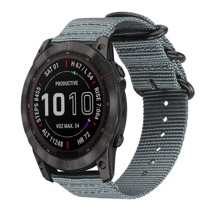 xDfind Ring Buckle Nylon Canvas Watch Band, For Garmin Fenix 8/7X/6X/5X 26mm, For Garmin Fenix 8/7/6/5 22mm, For Garmin Forerunner 235/220/620/630, For Garmin Forerunner 35 / 30 / 35J