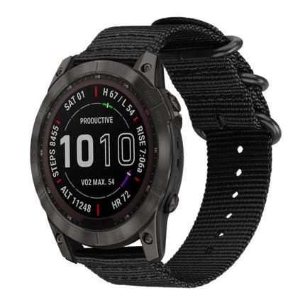 xDfind Ring Buckle Nylon Canvas Watch Band, For Garmin Fenix 8/7X/6X/5X 26mm, For Garmin Fenix 8/7/6/5 22mm, For Garmin Forerunner 235/220/620/630, For Garmin Forerunner 35 / 30 / 35J